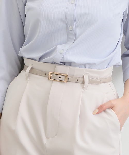 Honeys（ハニーズ）の「スクエアバックル細ベルト（ベルト・レディース・ダークブラウン/ブラック/グレイッシュベージュ/ブラック系その他/アイボリー/ホワイト・FREE）」の14枚目の写真