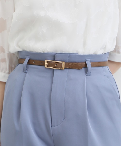 Honeys（ハニーズ）の「スクエアバックル細ベルト（ベルト・レディース・ダークブラウン/ブラック/グレイッシュベージュ/ブラック系その他/アイボリー/ホワイト・FREE）」の9枚目の写真