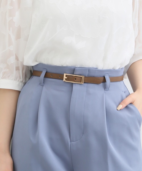 Honeys（ハニーズ）の「スクエアバックル細ベルト（ベルト・レディース・ダークブラウン/ブラック/グレイッシュベージュ/ブラック系その他/アイボリー/ホワイト・FREE）」の11枚目の写真