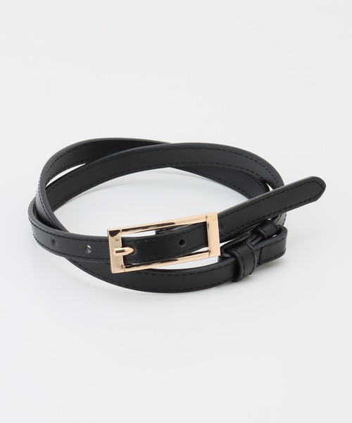 Honeys（ハニーズ）の「スクエアバックル細ベルト（ベルト・レディース・ダークブラウン/ブラック/グレイッシュベージュ/ブラック系その他/アイボリー/ホワイト・FREE）」の19枚目の写真