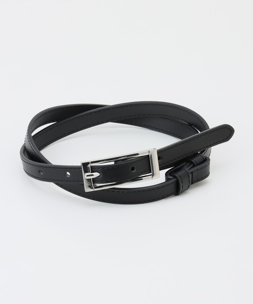 Honeys（ハニーズ）の「スクエアバックル細ベルト（ベルト・レディース・ダークブラウン/ブラック/グレイッシュベージュ/ブラック系その他/アイボリー/ホワイト・FREE）」の16枚目の写真