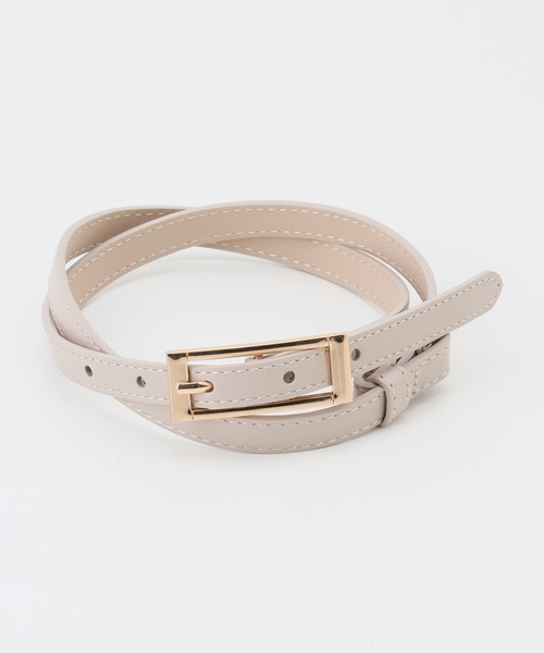 Honeys（ハニーズ）の「スクエアバックル細ベルト（ベルト・レディース・ダークブラウン/ブラック/グレイッシュベージュ/ブラック系その他/アイボリー/ホワイト・FREE）」の12枚目の写真