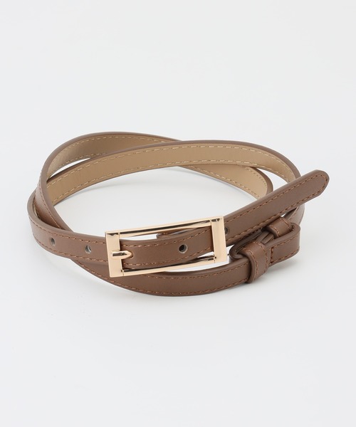 Honeys（ハニーズ）の「スクエアバックル細ベルト（ベルト・レディース・ダークブラウン/ブラック/グレイッシュベージュ/ブラック系その他/アイボリー/ホワイト・FREE）」の10枚目の写真