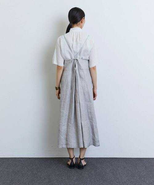 美品 ネストローブ リネン インディゴ染め エプロンドレス ジャンパースカート 美品 ネストローブ リネン インディゴ染め エプロンドレス