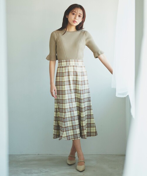 Feroux（フェルゥ）の「【洗える】ニットコンビ ワンピース（ドレス・レディース・ベージュ系2/ブラック系2・2/1）」の10枚目の写真