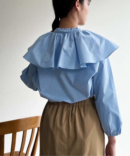 Chez toi（シェトワ）の「BIGカラーブラウス（シャツ/ブラウス・レディース・ブラック/オフホワイト/サックスブルー・FREE）」の20枚目の写真