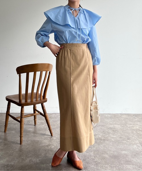 Chez toi（シェトワ）の「BIGカラーブラウス（シャツ/ブラウス・レディース・ブラック/オフホワイト/サックスブルー・FREE）」の21枚目の写真