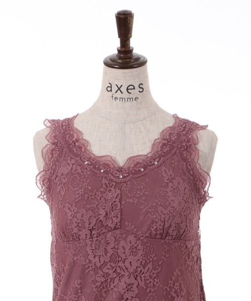 axes femmeビスチェトップス　 リボン付き　総レース　ピンク axes femmeビスチェトップス リボン付き 総レース ピンク