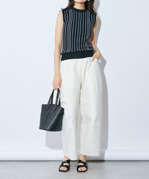 Lui's（ルイス）の「マルチストライプニットタンクトップ（ニット/セーター・レディース・オフホワイト/ブラック/ブルー・FREE）」の14枚目の写真