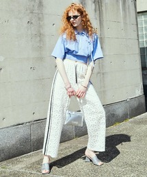 新品タグ付きメゾンスペシャル　レース 花柄 ワイドパンツ メゾンスペシャル♡フラワープリントワイドパンツ