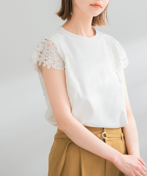 tシャツ リボンフレンチスリーブプルオーバー レディース SHIPS（シップス）の「〈汗染軽減加工〉フレンチスリーブ プル