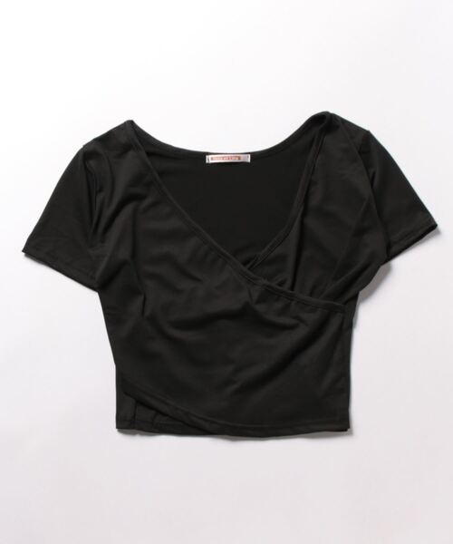 NinaetLina（ニナエリナ）の「Vネックヘソ出しTシャツ肩だしショート丈（Tシャツ/カットソー・レディース・ブラック/ホワイト・L/M）」の6枚目の写真