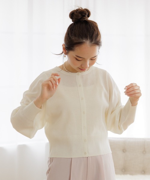 flower（フラワー）の「クラリティニットカーディガン（カーディガン/ボレロ・レディース・ピンク/ホワイト・FREE）」の4枚目の写真