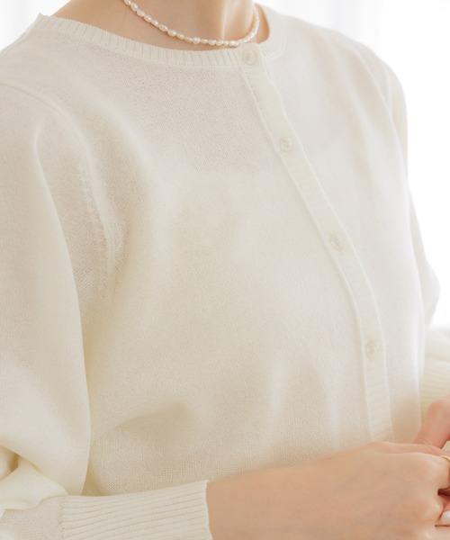 flower（フラワー）の「クラリティニットカーディガン（カーディガン/ボレロ・レディース・ピンク/ホワイト・FREE）」の6枚目の写真