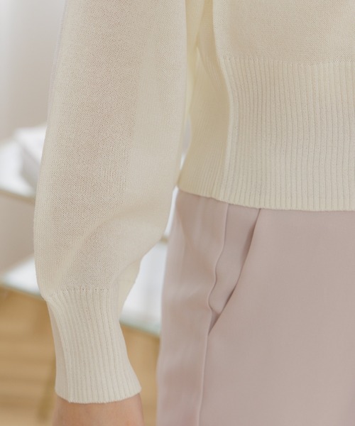 flower（フラワー）の「クラリティニットカーディガン（カーディガン/ボレロ・レディース・ピンク/ホワイト・FREE）」の7枚目の写真