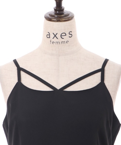 axes femme（アクシーズファム）の「ラッフルフリルキャミワンピース（ワンピース・レディース・ブラック/カーキ/ホワイト/ピンク/グレー・FREE）」の12枚目の写真