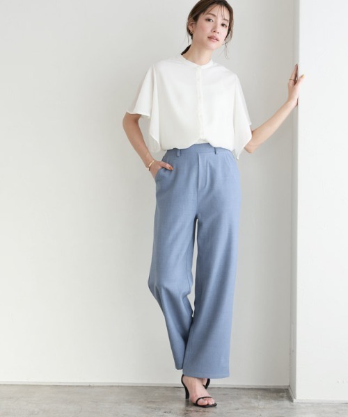 Pierrot(ピエロ)の「リネンタッチストレートパンツ(その他パンツ・レディース・ブルー系その他/ライトベージュ・M/L/PM)」の7枚目の写真