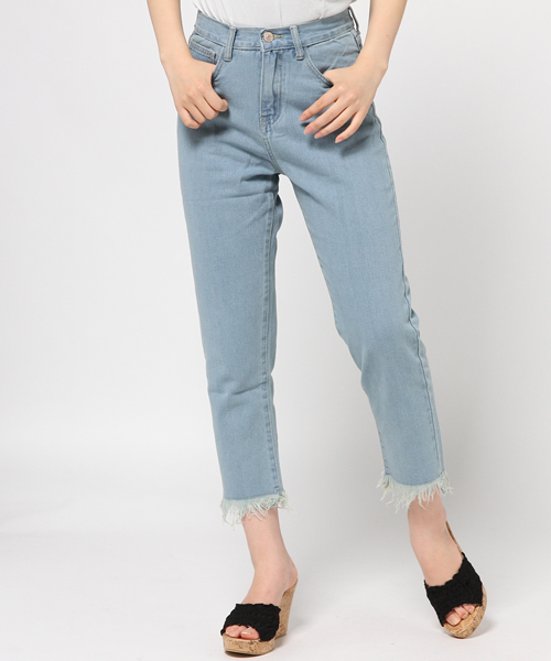 WEGO（ウィゴー）の「WEGO/ フリンジデニムパンツ（デニムパンツ・レディース・ライトインディゴブルー/インディゴブルー・MEDIUM/LARGE）」の5枚目の写真