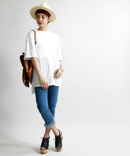 WEGO（ウィゴー）の「WEGO/ フリンジデニムパンツ（デニムパンツ・レディース・ライトインディゴブルー/インディゴブルー・MEDIUM/LARGE）」の3枚目の写真