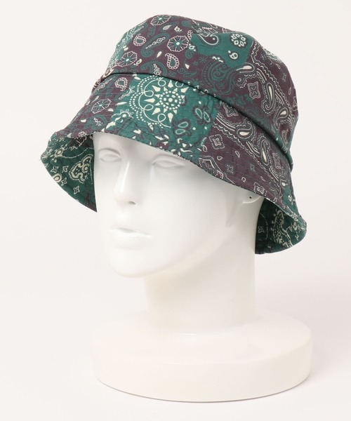 美品【ネイバーフッド】ペイズリー バンダナ 総柄 バケットハット M グレー×紫 美品【ネイバーフッド】ペイズリー バンダナ 総柄 バケット