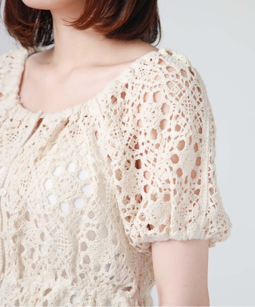 archives(アルシーヴ)の「クロシェ編み2wayTOPS(シャツ/ブラウス・レディース・ブルー/アイボリー/ブラック・MEDIUM)」の14枚目の写真