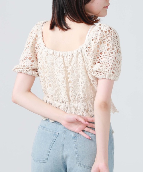 archives(アルシーヴ)の「クロシェ編み2wayTOPS(シャツ/ブラウス・レディース・ブルー/アイボリー/ブラック・MEDIUM)」の11枚目の写真