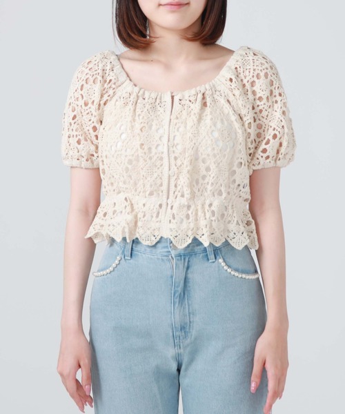 archives(アルシーヴ)の「クロシェ編み2wayTOPS(シャツ/ブラウス・レディース・ブルー/アイボリー/ブラック・MEDIUM)」の13枚目の写真