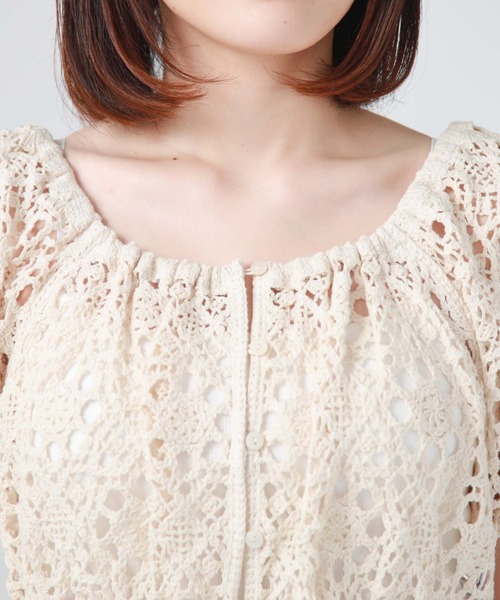 archives(アルシーヴ)の「クロシェ編み2wayTOPS(シャツ/ブラウス・レディース・ブルー/アイボリー/ブラック・MEDIUM)」の12枚目の写真