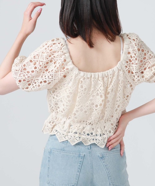 archives(アルシーヴ)の「クロシェ編み2wayTOPS(シャツ/ブラウス・レディース・ブルー/アイボリー/ブラック・MEDIUM)」の15枚目の写真