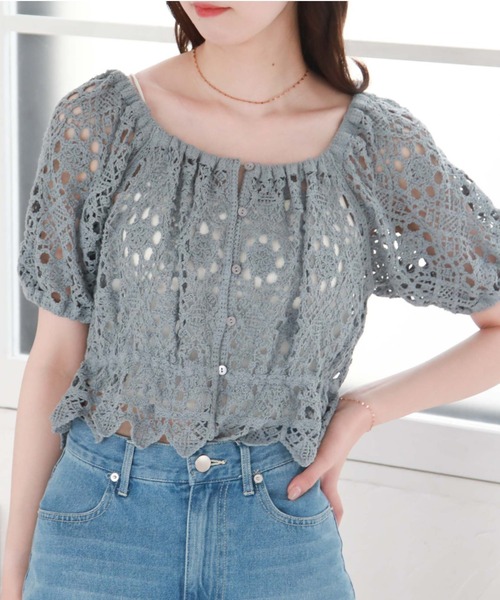 archives(アルシーヴ)の「クロシェ編み2wayTOPS(シャツ/ブラウス・レディース・ブルー/アイボリー/ブラック・MEDIUM)」の20枚目の写真