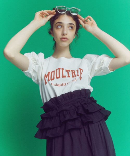 FREAK'S STORE(フリークスストア)の「パフスリーブカレッジロゴTEE(Tシャツ/カットソー・レディース・オフホワイト/チャコールグレー/レッド・フリ-)」の1枚目の写真