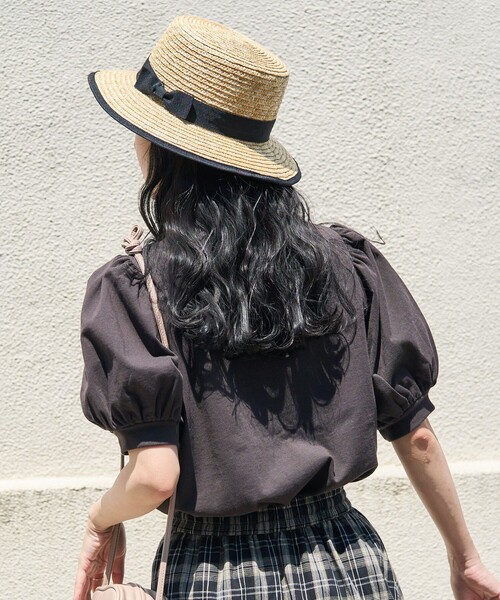 FREAK'S STORE(フリークスストア)の「パフスリーブカレッジロゴTEE(Tシャツ/カットソー・レディース・オフホワイト/チャコールグレー/レッド・フリ-)」の7枚目の写真