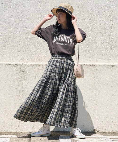 FREAK'S STORE(フリークスストア)の「パフスリーブカレッジロゴTEE(Tシャツ/カットソー・レディース・オフホワイト/チャコールグレー/レッド・フリ-)」の18枚目の写真