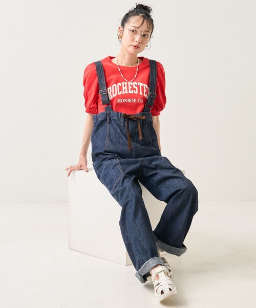 FREAK'S STORE(フリークスストア)の「パフスリーブカレッジロゴTEE(Tシャツ/カットソー・レディース・オフホワイト/チャコールグレー/レッド・フリ-)」の11枚目の写真