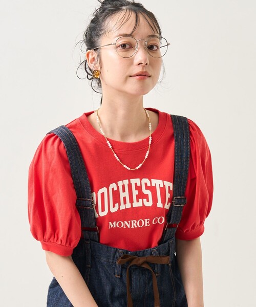 FREAK'S STORE(フリークスストア)の「パフスリーブカレッジロゴTEE(Tシャツ/カットソー・レディース・オフホワイト/チャコールグレー/レッド・フリ-)」の10枚目の写真