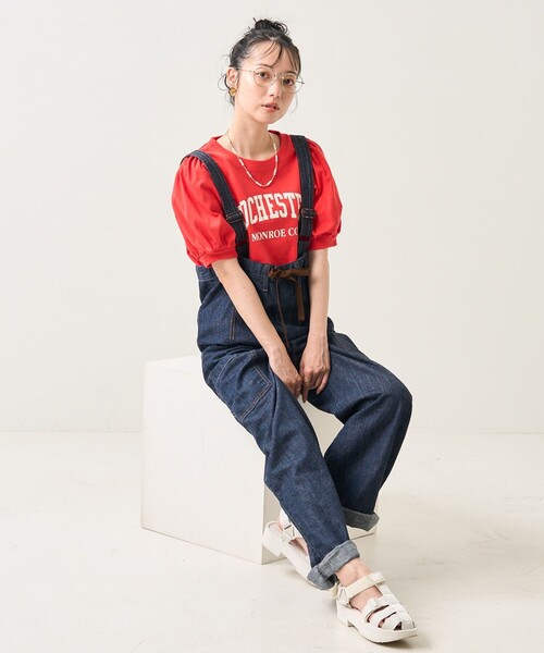 FREAK'S STORE(フリークスストア)の「パフスリーブカレッジロゴTEE(Tシャツ/カットソー・レディース・オフホワイト/チャコールグレー/レッド・フリ-)」の9枚目の写真