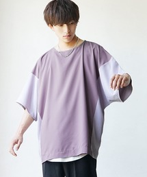 【MinoriTY】切り替えドルマンビッグTシャツ 半袖Tシャツ メンズ カットソー 秋服 夏服 オーバーサイズ ルーズシルエット ビッグサイズ