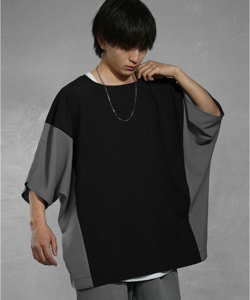 MinoriTY（マイノリティ）の「【MinoriTY】切り替えドルマンビッグTシャツ 半袖Tシャツ メンズ カットソー 秋服 夏服 オーバーサイズ ルーズシルエット ビッグサイズ（Tシャツ/カットソー・メンズ・ブルーグレー/ベージュ/ラベンダー/ブラック・S/M/L）」の20枚目の写真