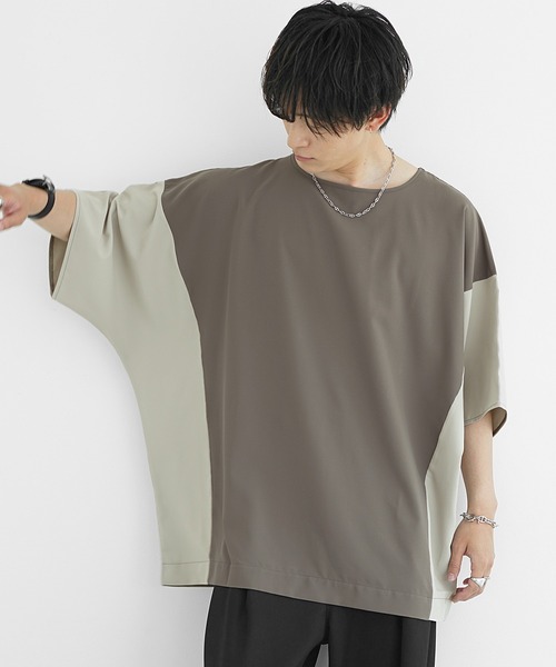 MinoriTY（マイノリティ）の「【MinoriTY】切り替えドルマンビッグTシャツ 半袖Tシャツ メンズ カットソー 秋服 夏服 オーバーサイズ ルーズシルエット ビッグサイズ（Tシャツ/カットソー・メンズ・ブルーグレー/ベージュ/ラベンダー/ブラック・S/M/L）」の11枚目の写真