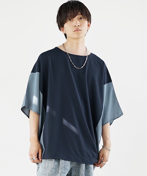 MinoriTY】切り替えドルマンビッグTシャツ 半袖Tシャツ メンズ