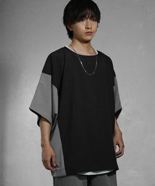 MinoriTY（マイノリティ）の「【MinoriTY】切り替えドルマンビッグTシャツ 半袖Tシャツ メンズ カットソー 秋服 夏服 オーバーサイズ ルーズシルエット ビッグサイズ（Tシャツ/カットソー・メンズ・ブルーグレー/ベージュ/ラベンダー/ブラック・S/M/L）」の18枚目の写真