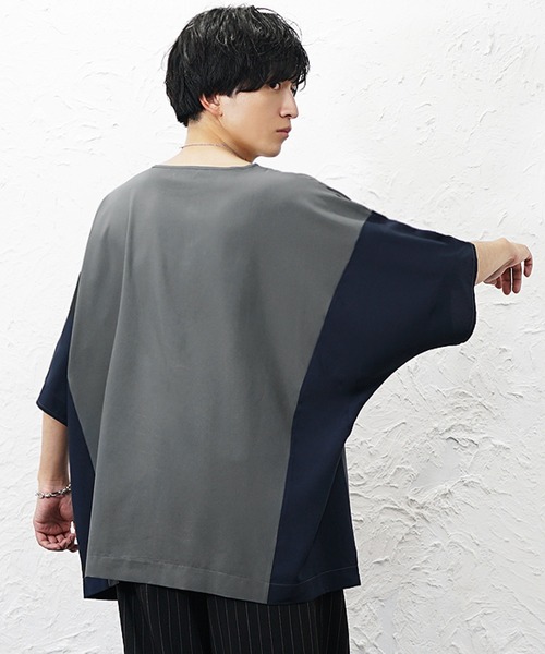 MinoriTY（マイノリティ）の「【MinoriTY】切り替えドルマンビッグTシャツ 半袖Tシャツ メンズ カットソー 秋服 夏服 オーバーサイズ ルーズシルエット ビッグサイズ（Tシャツ/カットソー・メンズ・ブルーグレー/ベージュ/ラベンダー/ブラック・S/M/L）」の21枚目の写真