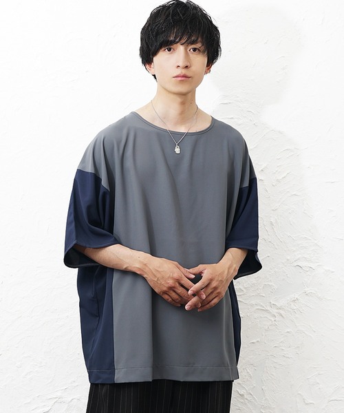MinoriTY（マイノリティ）の「【MinoriTY】切り替えドルマンビッグTシャツ 半袖Tシャツ メンズ カットソー 秋服 夏服 オーバーサイズ ルーズシルエット ビッグサイズ（Tシャツ/カットソー・メンズ・ブルーグレー/ベージュ/ラベンダー/ブラック・S/M/L）」の22枚目の写真