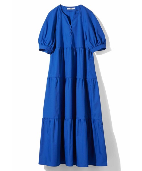 IEDIT(イディット)の「IEDIT 一枚で華やげるパフスリーブキーネックティアードワンピース(ワンピース・レディース・ブルー/ブラック・MEDIUM/LARGE/X-LARGE/XX-LARGE)」の2枚目の写真