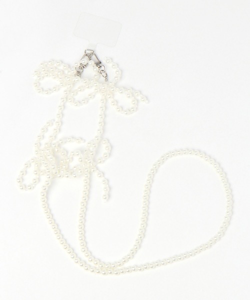 Heather（ヘザー）の「【キャセリーニ】リボンスマホストラップ　963118（スマホグッズ・レディース・アイボリー/シルバー・ONE SIZE）」の2枚目の写真