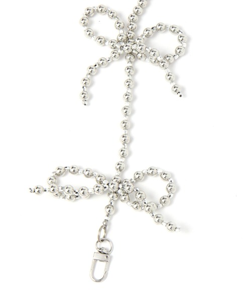 Heather（ヘザー）の「【キャセリーニ】リボンスマホストラップ　963118（スマホグッズ・レディース・アイボリー/シルバー・ONE SIZE）」の4枚目の写真