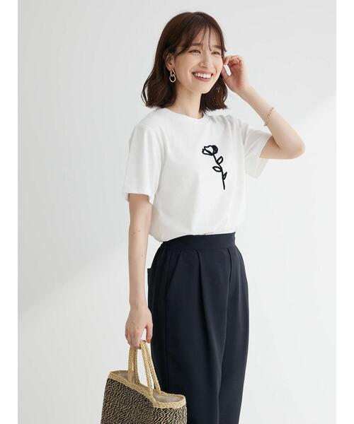 RAY CASSIN FAVORI(レイカズンフェバリ)の「・RAY CASSIN フラワーサガラ刺繍Tシャツ(Tシャツ/カットソー・レディース・その他7/チャコールグレー/オフホワイト・FREE)」の16枚目の写真