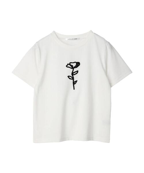 RAY CASSIN FAVORI(レイカズンフェバリ)の「・RAY CASSIN フラワーサガラ刺繍Tシャツ(Tシャツ/カットソー・レディース・その他7/チャコールグレー/オフホワイト・FREE)」の6枚目の写真