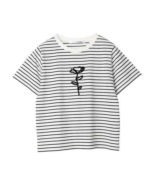 RAY CASSIN FAVORI(レイカズンフェバリ)の「・RAY CASSIN フラワーサガラ刺繍Tシャツ(Tシャツ/カットソー・レディース・その他7/チャコールグレー/オフホワイト・FREE)」の4枚目の写真