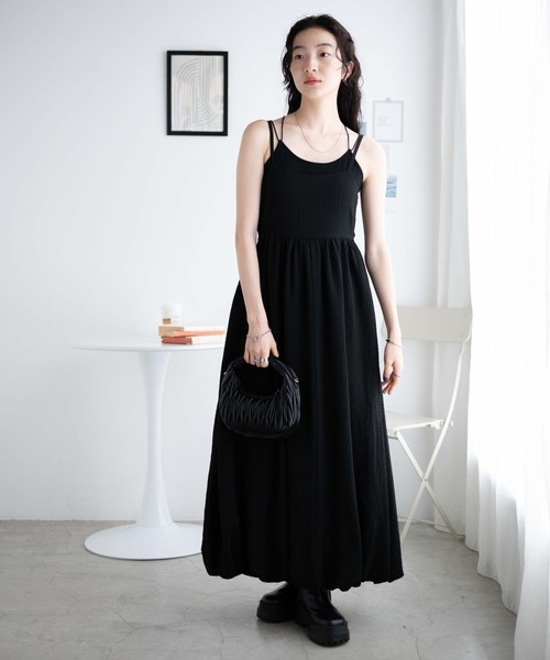 WEGO（ウィゴー）の「WEGO/サイドカットバルーンキャミワンピース（ワンピース・レディース・ブラック/オレンジ系その他・FREE）」の3枚目の写真